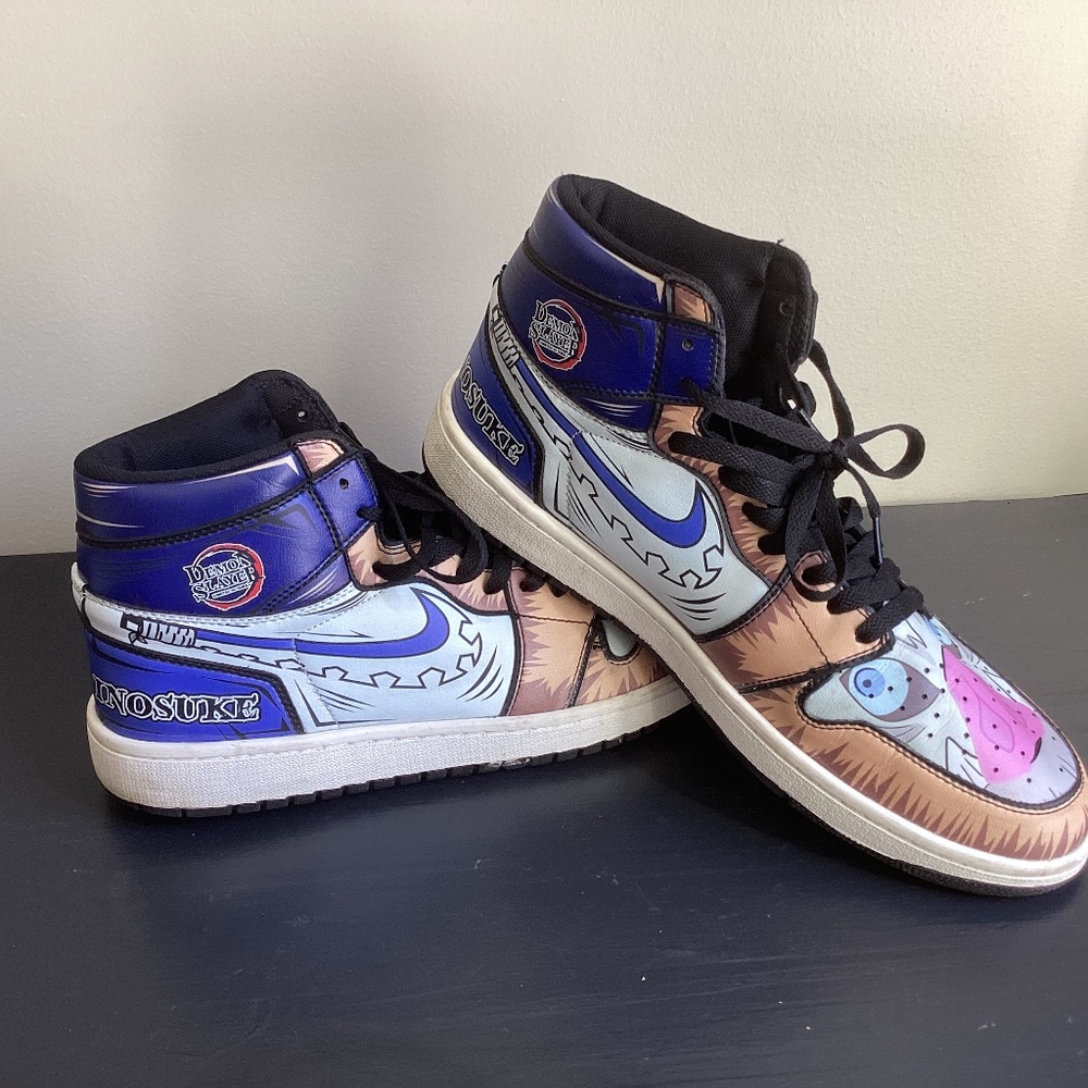 Anime Inosuke from Demon Slayer High Top Sneckers, Size EU 45, US Men’s 12